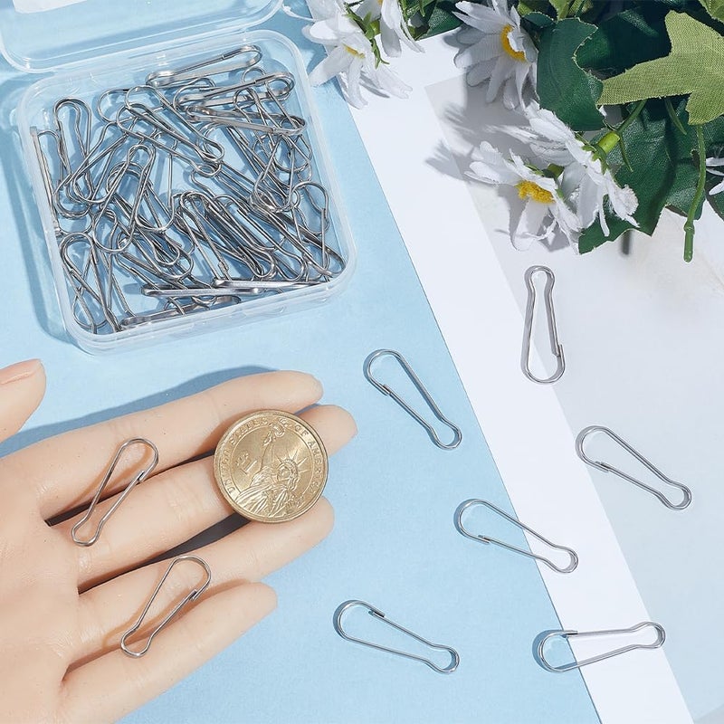 SOFPLATE 1 Box 50 Pack Lanyard Snap Spring Hooks Metal Snap Hooks 1.18 Inch Stainless Steel Silver Flag Pole Gourd Gate Push Hanging Buckles for DIY Lanyard Keychain ID Cards Purse Curtain Crafts - Image 2
